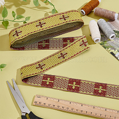 Ethnic Style Polyester Jacquard Cross Ribbon&nbsp;SRIB-WH0026-29-1