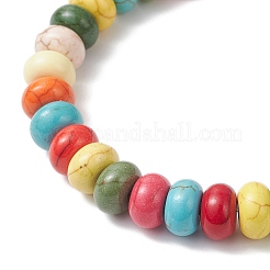 Synthetic Turquoise Rondelle Beads Stretch Bracelets for Men Women&nbsp;BJEW-JB12450