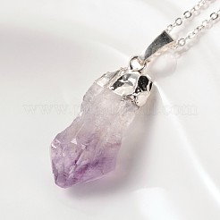 Natural Raw Rough Gemstone Pendant Necklaces&nbsp;NJEW-JN01114
