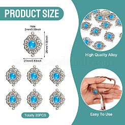 Tibetan Style Alloy with Resin Imitation Turquoise Connector Charms&nbsp;FIND-TAC0035-47AS-07