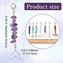 7Pcs Natural Gemstone & Glass & Alloy Pendant Decorations&nbsp;HJEW-YW00105