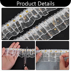 10 Yards Double Layer Polyester Pleated Lace Trim&nbsp;DIY-FG0006-46