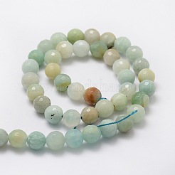 Faceted Round Natural Flower Amazonite Bead Strands&nbsp;G-L437-34-8mm