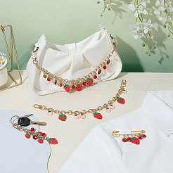 2Pcs 2 Styles Strawberry Aluminum Bag Decorative Chains&nbsp;HJEW-PH02348