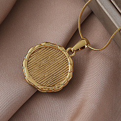 316 Surgical Stainless Steel Enamel with Imitation Pearl Flat Round with Flower Pendant Necklaces for Women&nbsp;JA3265