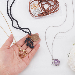 5Pcs 5 Styles Brass Bar Link Chains Macrame Pouch Empty Stone Holder for Pendant Necklace Making&nbsp;NJEW-SC0001-77