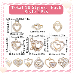 40Pcs 10 Style Alloy Crystal Rhinestone Pendants&nbsp;ALRI-SC0001-35G