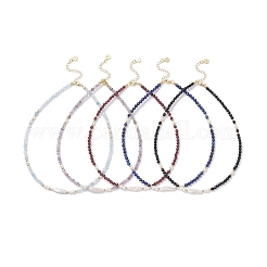Natural Mixed Stone Faceted Round Beaded Necklaces&nbsp;NJEW-JN05461