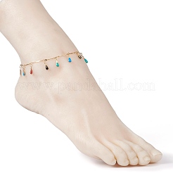 304 Stainless Steel Teardrop Charm Anklets&nbsp;AJEW-AN00385