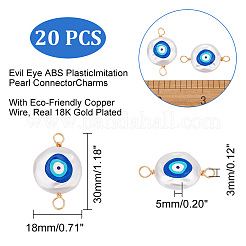 20Pcs 3D Printed Evil Eye ABS Plastic Imitation Pearl Connector Charms&nbsp;KY-AR0001-11