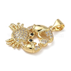 Brass Micro Pave Clear Cubic Zirconia Pendants&nbsp;KK-L257-02G-01