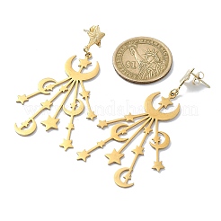 201 Stainless Steel Moon & Star Dangle Stud Earrings for Women&nbsp;EJEW-TA00368
