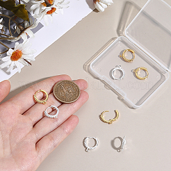 6 Pairs 2 Colors Brass Micro Pave Clear Cubic Zirconia Hoop Earring Findings&nbsp;KK-BBC0027-51A