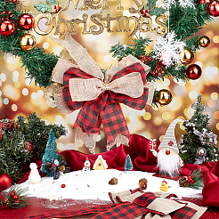 AHADEMAKER 3Pcs 2 Style Tartan Pattern Linen Type Cloth Bowknot Display Decoration&nbsp;AJEW-GA0004-38A