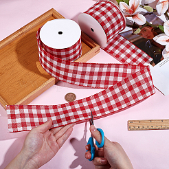 Polyester Tartan Wired Ribbon&nbsp;OCOR-WH0077-087B