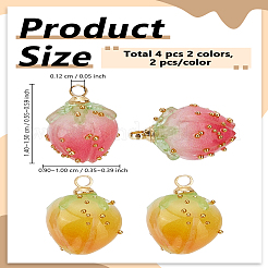 4Pcs 2 Colors Handmade Flower Epoxy Resin Pendants&nbsp;RESI-LP0001-27B