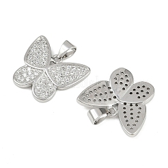 Brass Micro Pave Clear Cubic Zirconia Pendants&nbsp;KK-C109-01P