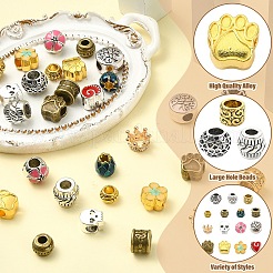 30Pcs 15 Styles Tibetan Style Alloy European Beads&nbsp;TIBE-YW0002-07