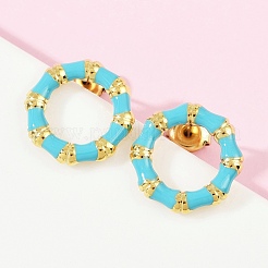 304 Stainless Steel Enamel Ring Stud Earrings&nbsp;EJEW-K268-16G