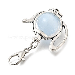 Dyed Natural Selenite & Alloy Kettle Pendant Decoration&nbsp;HJEW-JM04026