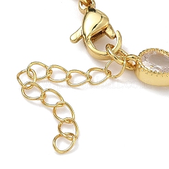Teardrop Brass Pave Cubic Zirconia Link Chain Bracelets for Women&nbsp;BJEW-P385-06G-03