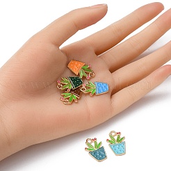 6Pcs 6 Colors Alloy Enamel Pendants&nbsp;ENAM-YW0002-47