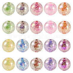 30Pcs 10 Colors Transparent Crackle Acrylic Beads&nbsp;MACR-TA0001-37