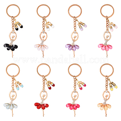 Alloy Crystal Rhinestone & Resin Ballet Dancer Girl Keychain&nbsp;KEYC-YW00228-01