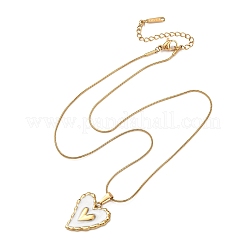 304 Stainless Steel White Enamel Pendant Necklaces for Women&nbsp;NJEW-F378-02G-01