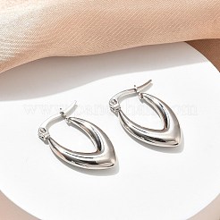 V-Shaped 201 Stainless Steel Hoop Earrings&nbsp;EJEW-D354-07P