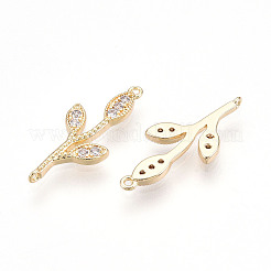 Brass Micro Pave Clear Cubic Zirconia Connector Charms&nbsp;KK-T074-54G
