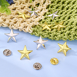 12Pcs 2 Colors Zinc Alloy Star Brooch&nbsp;FIND-TA0008-16