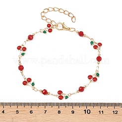 Alloy Enamel & Glass Link Chain Bracelets&nbsp;BJEW-A156-05G