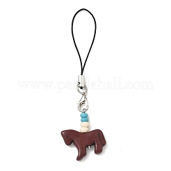 3Pcs Horse Brass Synthetic Turquoise Phone Mobile Straps&nbsp;HJEW-JM04039
