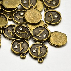 Antique Bronze Plated Alloy Rhinestone Charms&nbsp;ALRI-J153-01-NF