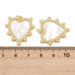 Natural Shell Heart Pendants&nbsp;KK-L251-42G-01