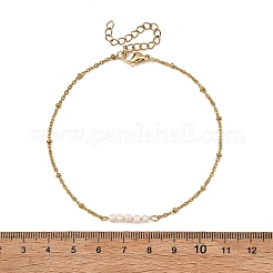 Natural Pearl Beaded 304 Stainless Steel Satellite Chain Anklets for Women&nbsp;AJEW-AN00831