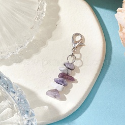 Natural Howlite & Amethyst & Purple Turquoise Chips Pendant Decoration&nbsp;HJEW-JM02304-03
