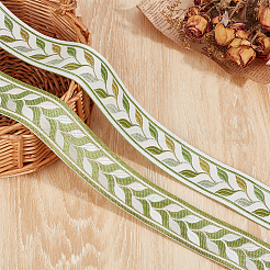 Polyester Leaf Jacquard Ribbon&nbsp;OCOR-WH0101-67A