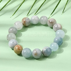 12MM Natural Aquamarine Round Beaded Stretch Bracelets for Women&nbsp;GG-CBA6C75-A01-12mm