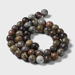 Round Natural Dendritic Jasper Beads Strands&nbsp;G-I176-06-8mm-01