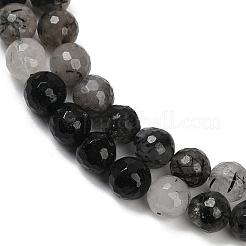 Natural Black Rutilated Quartz Beads Strands&nbsp;G-R447-8mm-03-01