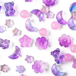 126Pcs 8 Styles Electroplate Transparent Glass Bead&nbsp;GLAA-FS0002-50