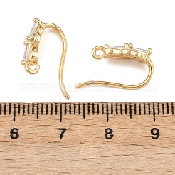 Brass Micro Pave Clear Cubic Zirconia Rectangle Earring Hooks&nbsp;KK-A274-03G