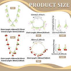 2 Styles Strawberry Cherry Iron Acrylic Pendant Necklaces & Dangle Earrings & Bracelets Set for Girl&nbsp;SJEW-HY0001-05