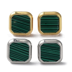 6 Pair 2 Color Square Synthetic Malachite Stud Earrings&nbsp;EJEW-A024-02