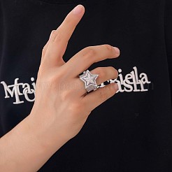 Brass Micro Pave Clear Cubic Zirconia Finger Rings for Men&nbsp;FS-WGA9B9D-03