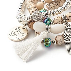 Round Bodhi Beads Stretch Bracelets Sets&nbsp;BJEW-JB07346