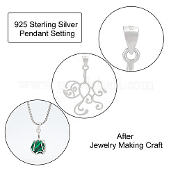Anti-Tarnish 925 Sterling Silver Hollow Charm Cabochon Settings&nbsp;STER-WH0001-20P