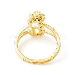 Clear Cubic Zirconia Initial Letter with Crown Adjustable Ring&nbsp;RJEW-M139-17E